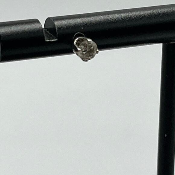 Designer Signed 14K White Gold Prong Set Round Diamond Stud Earring *Single - Picture 3 of 13